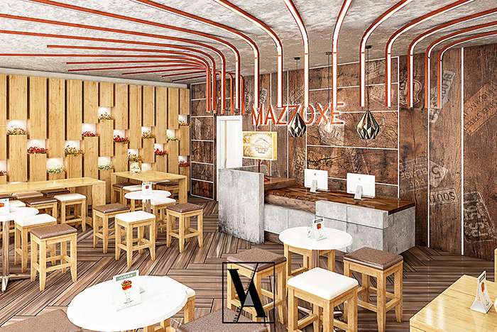 طراحی داخلی رستوران مازوکس